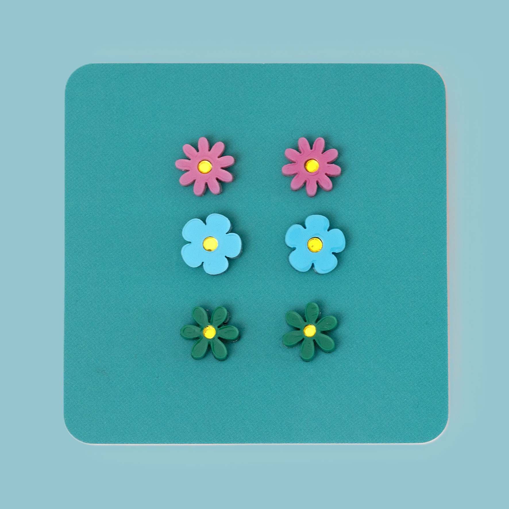 trio of jean flower earrings