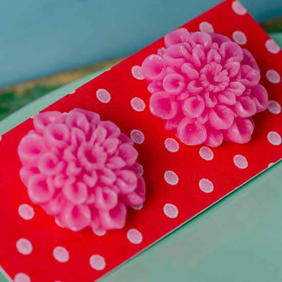 tolly flower earrings - bright pink