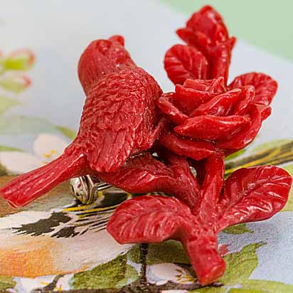 louis outdoors bird brooch- red