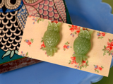 gladys owl earrings - green