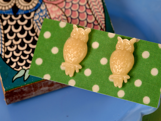 gladys owl earrings - creamy vanilla