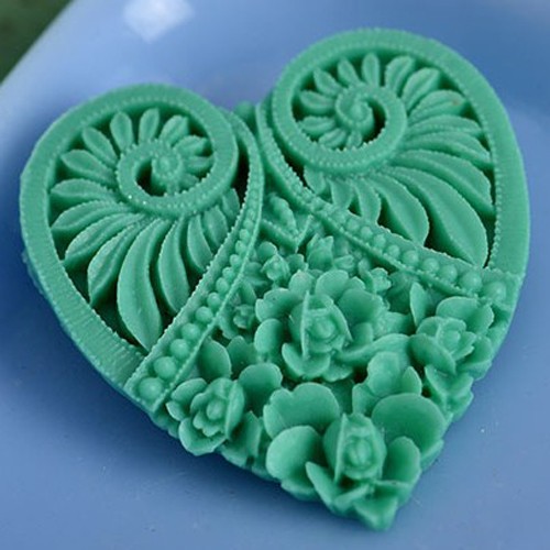 meg statement heart brooch - aqua