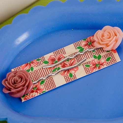 Esme hair slides - muted pink and woodrose