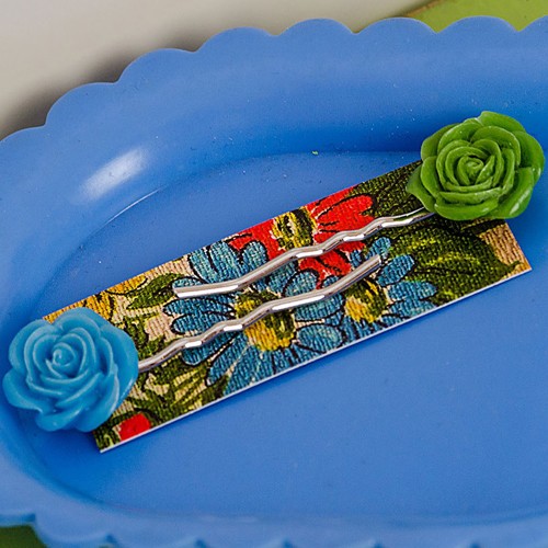 esme hair slides - blue and apple green