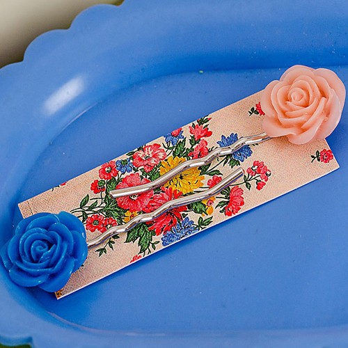 esme hair slides - dark blue and muted pink