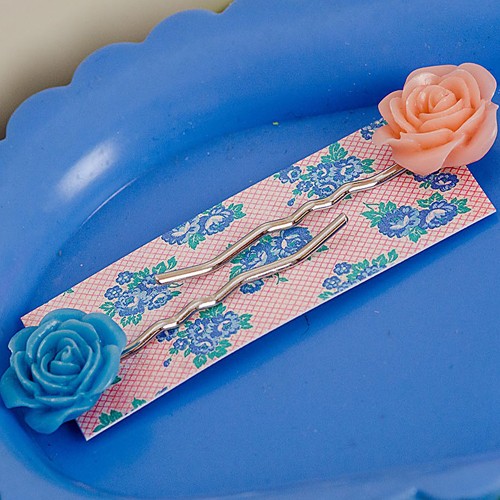 Esme hair slides - pale blue and muted pink