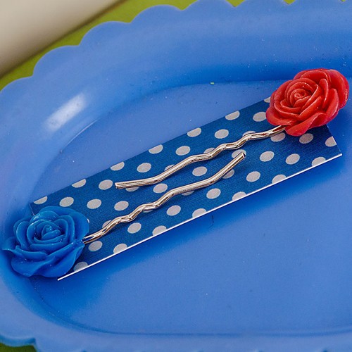 Esme hair slides - blue and red