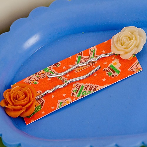 Esme hair slides - creamy vanilla and canary apricot