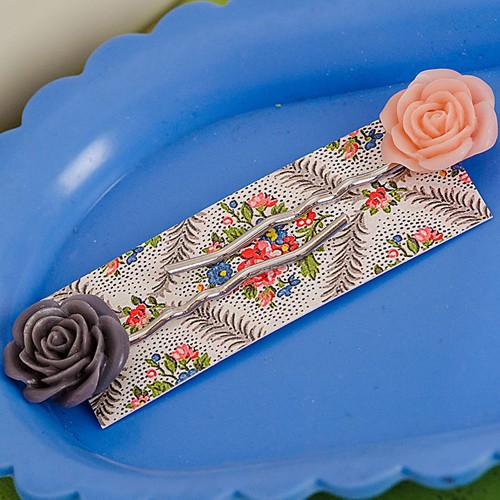 esme hair slides - muted pink and grey