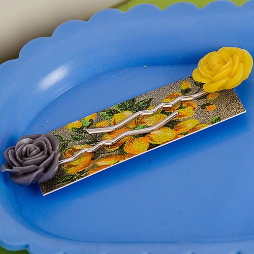 esme hair slides - sunshine yellow and grey