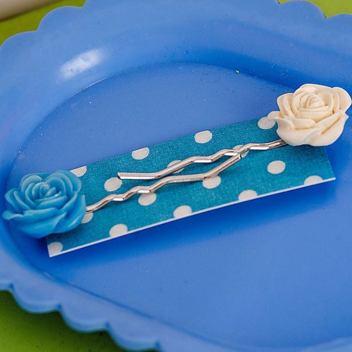 Esme hair slides - pale blue and chalky white