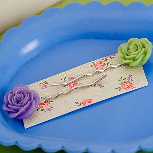 Esme hair slides - violet and jade green