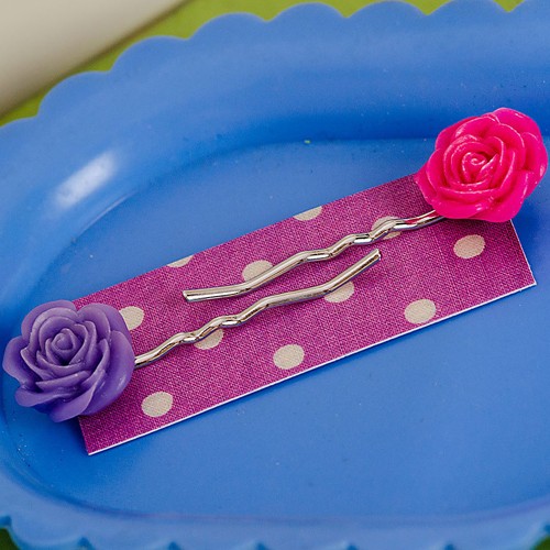 Esme hair slides - vivid pink and violet