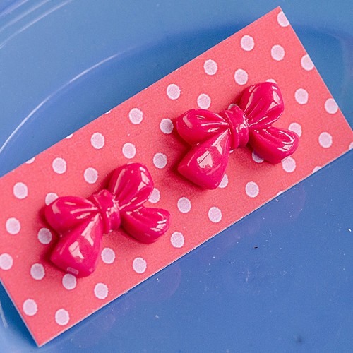 margo bow earrings - vivd pink