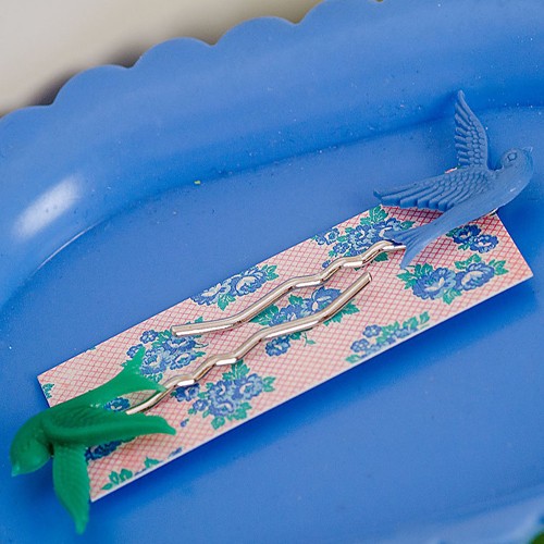 mrs pea bird hairslides - powder blue and sea green