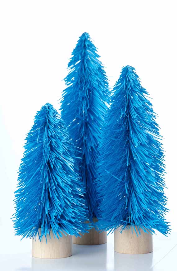 trio of bold blue christmas trees