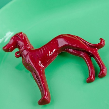 maurice greyhound dog brooch - brick red