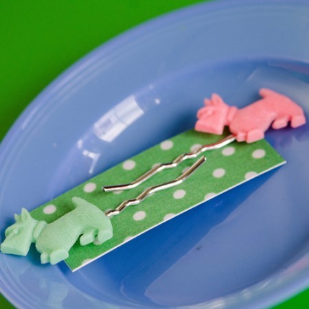 jarvis scottie dog hair slides - pink and green