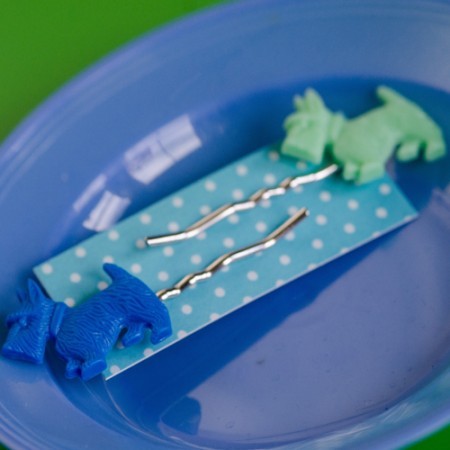 jarvis scottie dog hair slides - blue and green