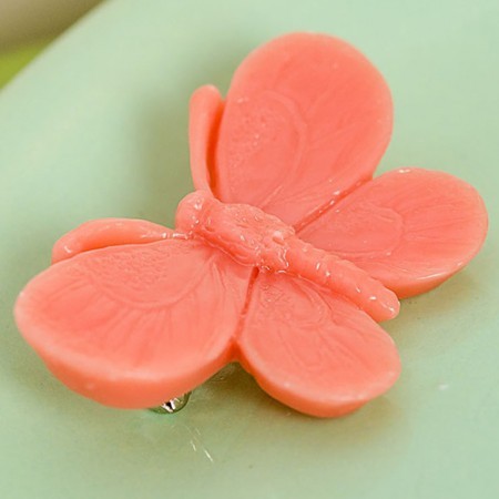 willow butterfly brooch - coral