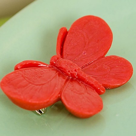 willow butterfly brooch - red