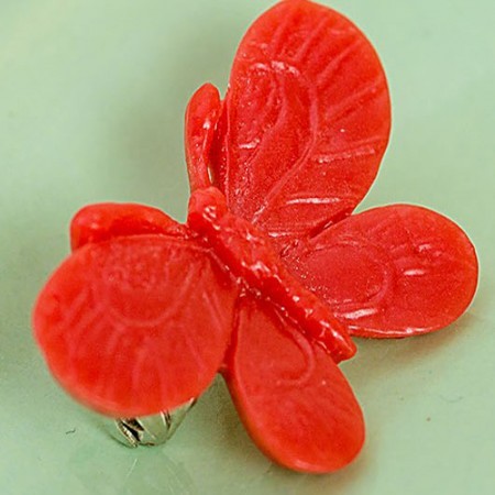 willow butterfly brooch small - red