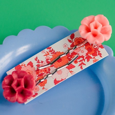 grace hair slides- candy pink and raspberry