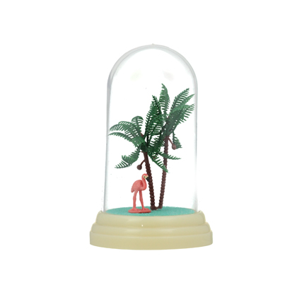 flamingo and palm trees display dome - large
