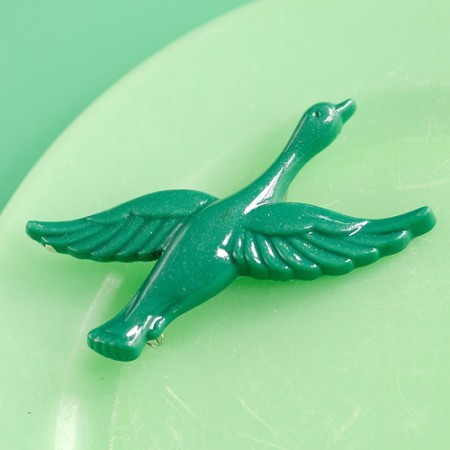 sadie flying duck brooch- forest green