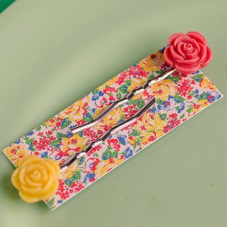 esme hair slides small - yellow and fiery red
