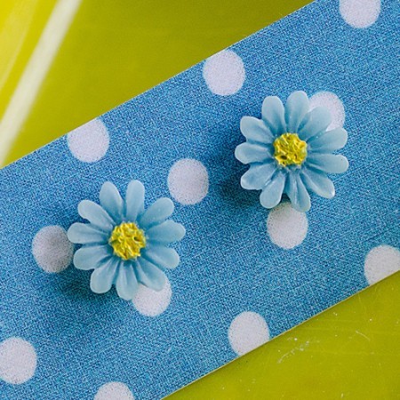 hazy daisy earrings wee - blue