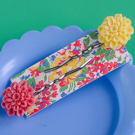tolly hair slides - yellow and red