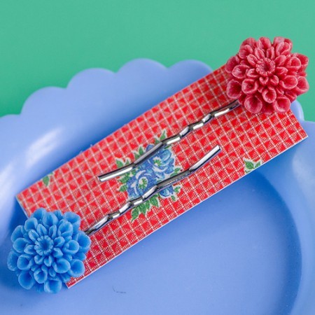 tolly hair slides - red and dark blue