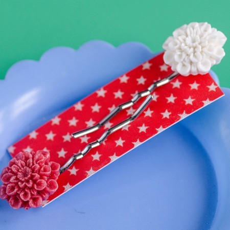 tolly hair slides - white and red