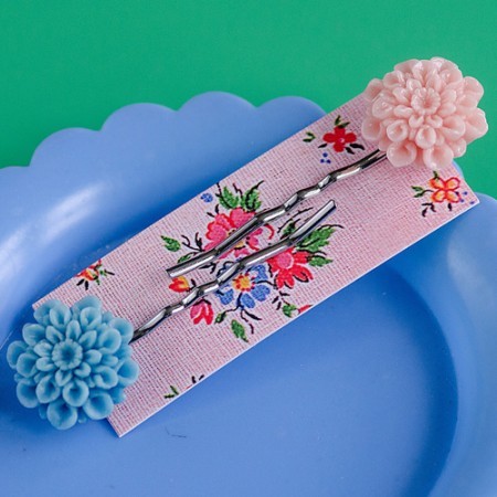 tolly hair slides - muted pink and dark blue