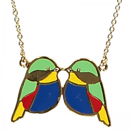 sid & betty birds necklace - blue and green