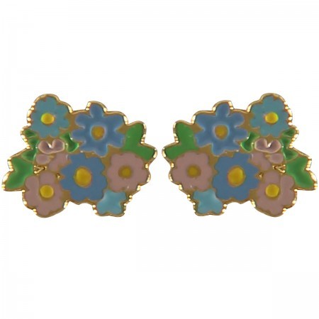 jean flower earrings - pastel