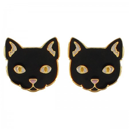 pepper cat earrings - black