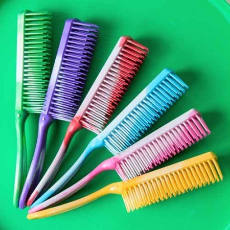colourful hair brushes