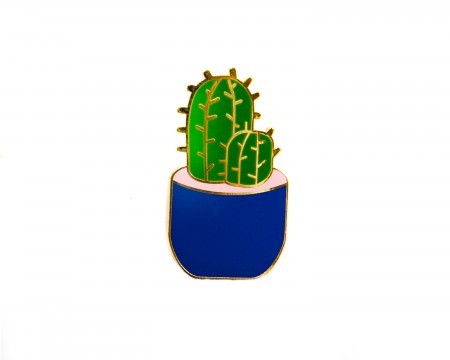 cactus in a cup enamel pin