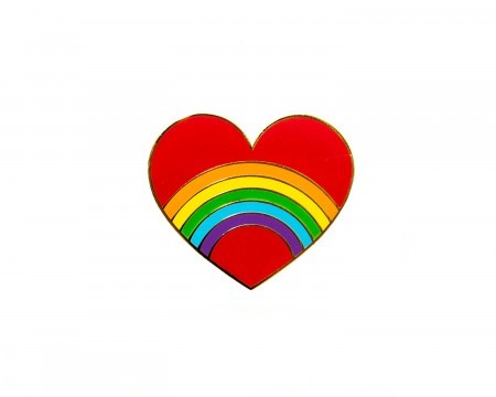 rainbow heart enamel pin