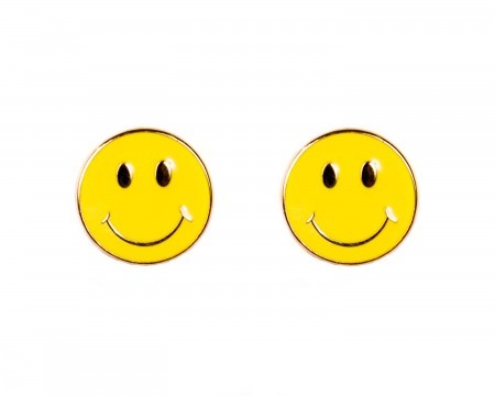 smiley face earrings - yellow