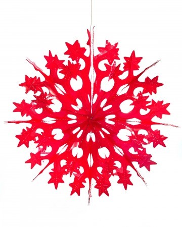 starry snowflake decoration - red