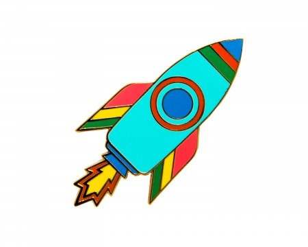 rocket enamel pin