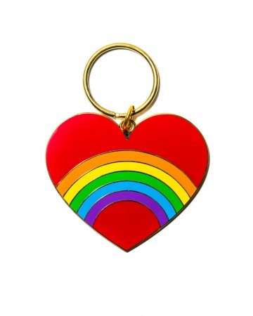 rainbow heart key ring