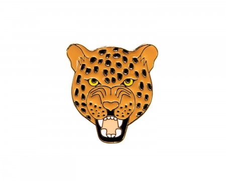 roaring leopard enamel pin