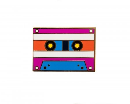 cassette enamel pin