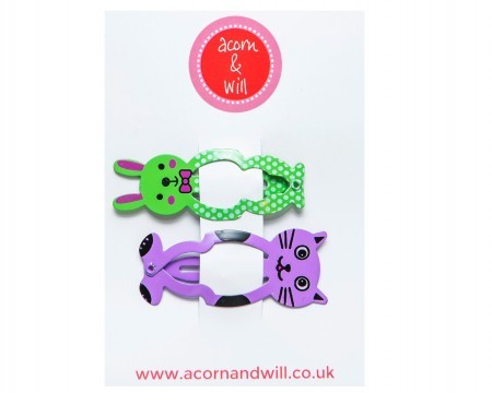 rabbit & purple cat hair clips