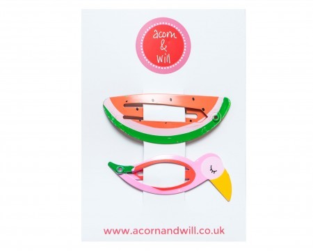 watermelon & toucan hair clips