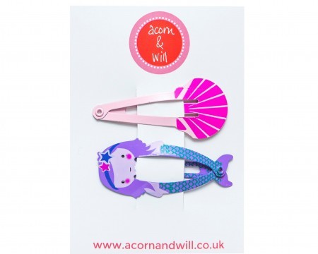 shell & purple mermaid hair clips